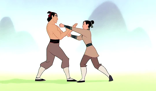Mulan et Shang pratiquent le tuishou (ou presque)